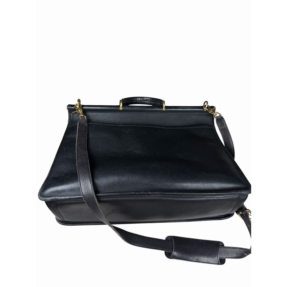 Vintage Coach Leather Briefcase Messenger Black Bag Classic Turnlock w Strap - Picture 10 of 16